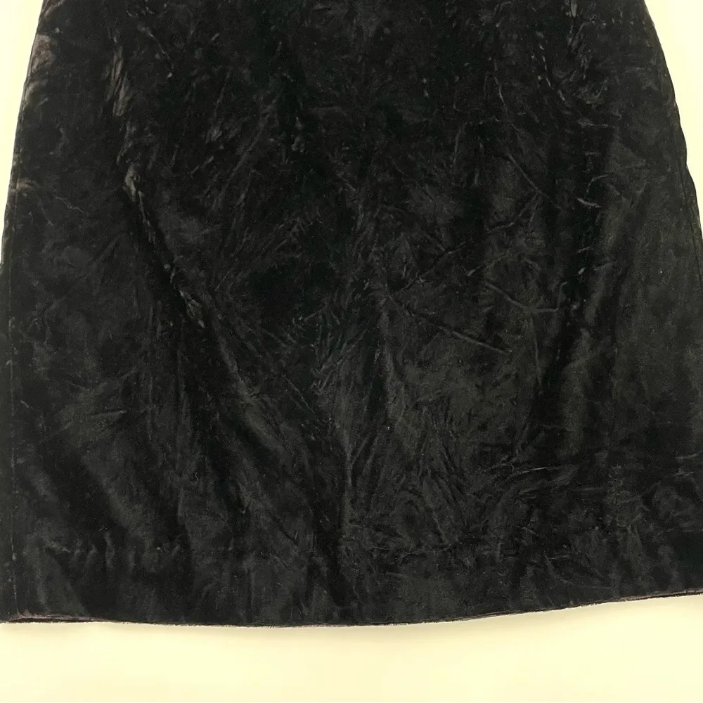 Vintage Crushed Velvet Skirt Pencil 90s Goth Black Retro Moody Glamour Date Chic Size XXS - Image 5