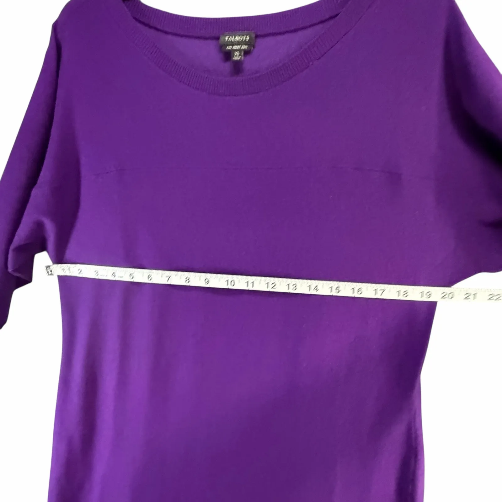 Talbots Sweater Dress Women XL Purple Merino Wool Blend Smart Casual Modern Luxe - Image 6