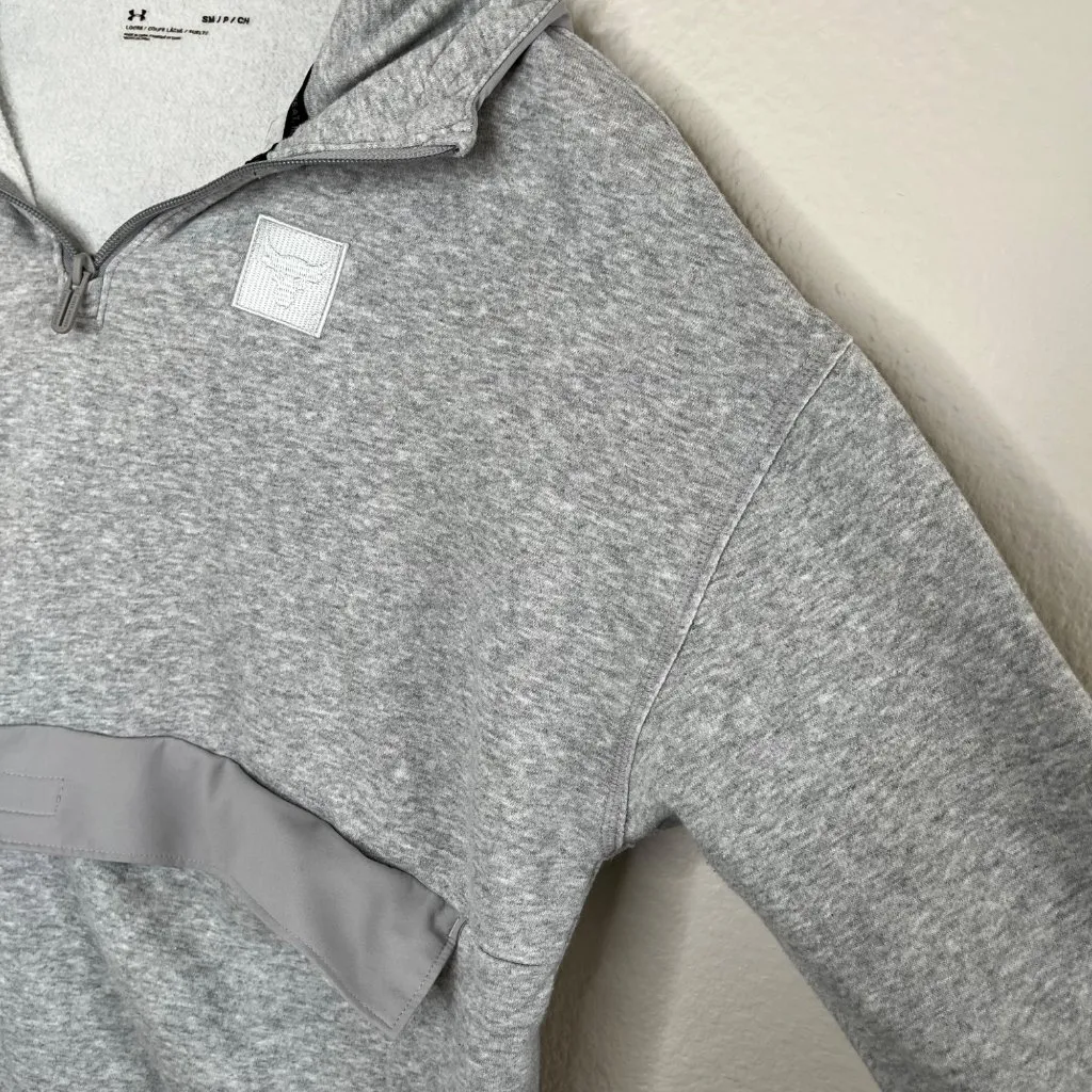 Under Armour Womens S Project Rock Grey quarter-Zip Hoodie Sweatshirt - Image 6