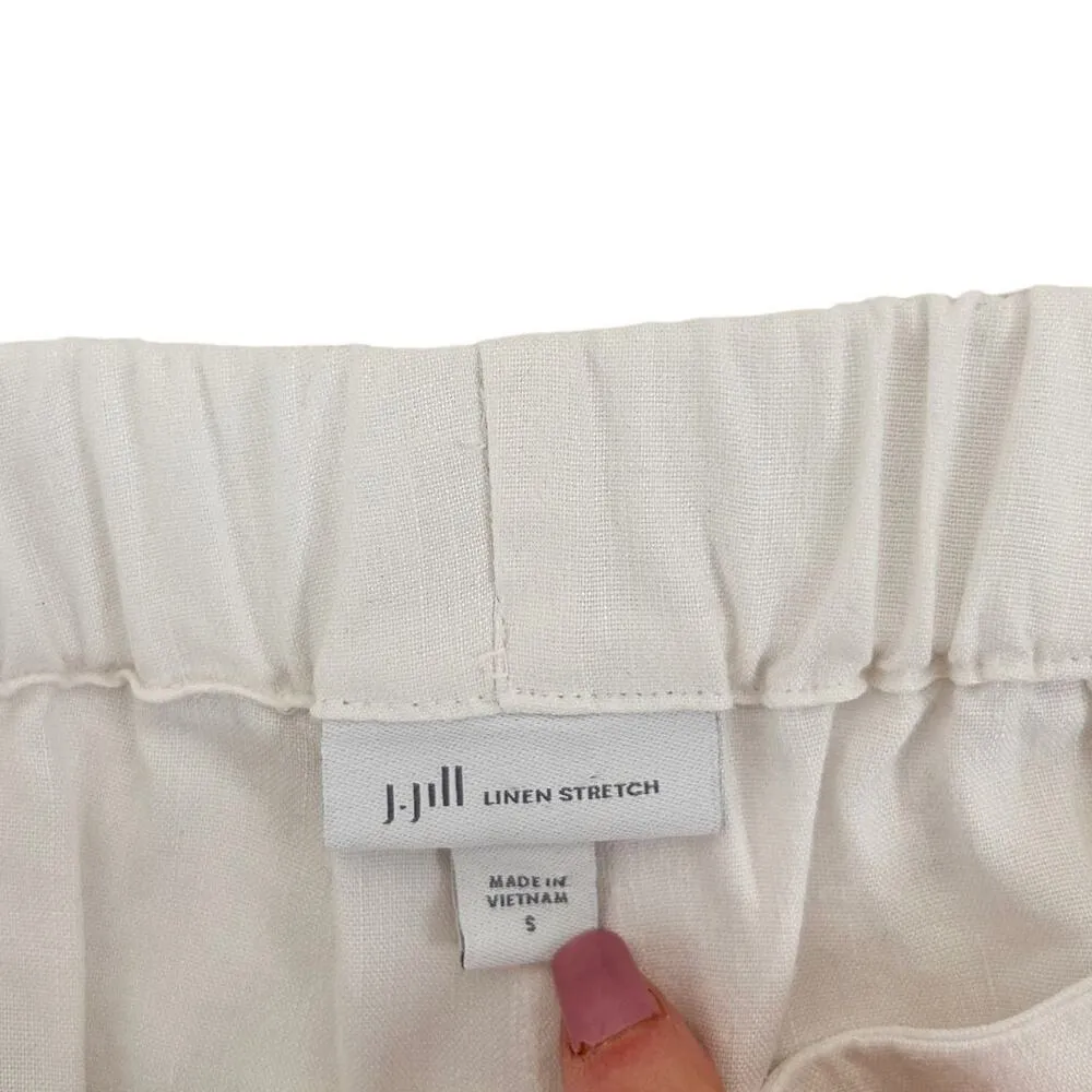 J. Jill White Linen Stretch Pull On Pants Sz S - Image 2