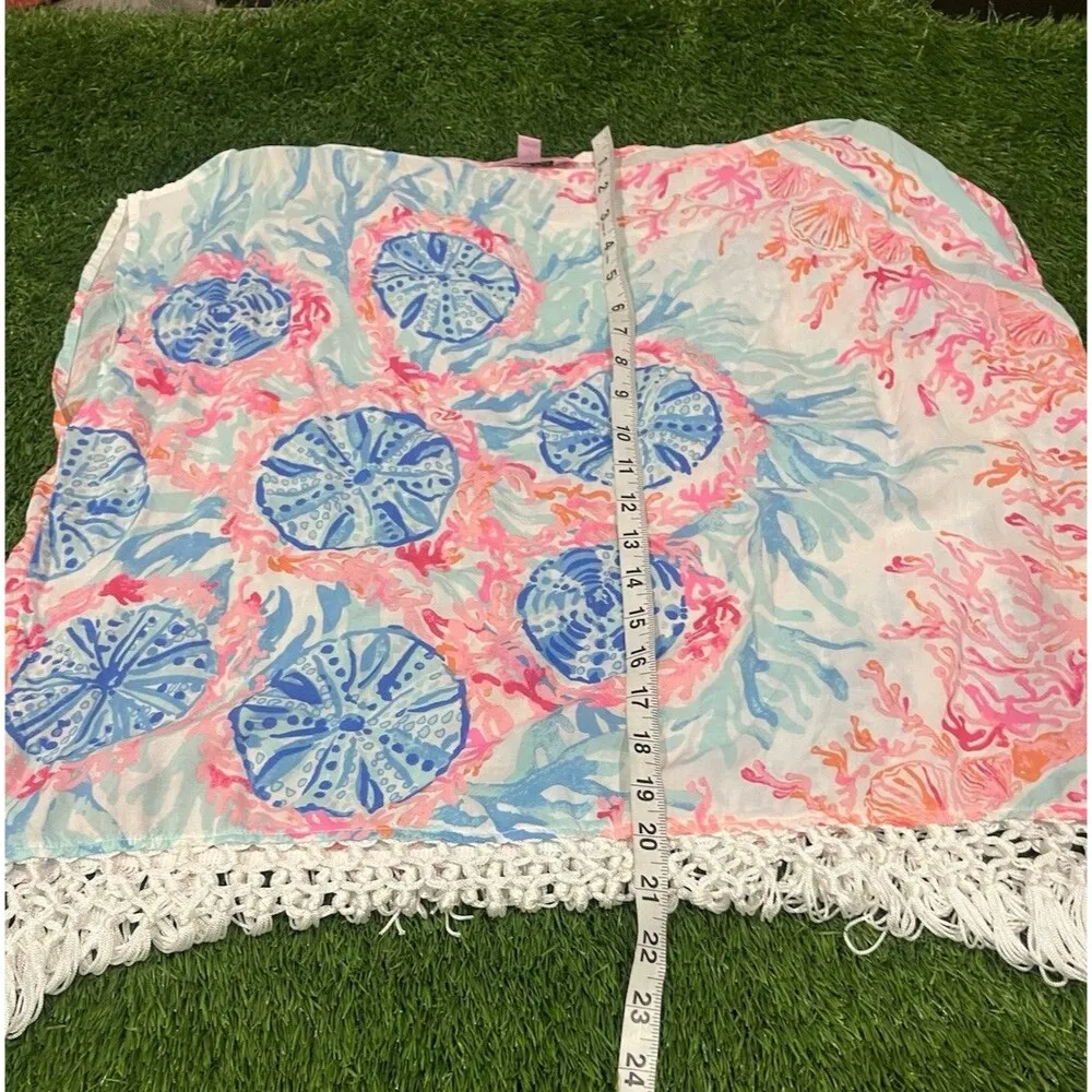 LILLY PULITZER $158 Fringe Trim Jasmine Caftan Sole Seaurchin XS/Small - Image 4