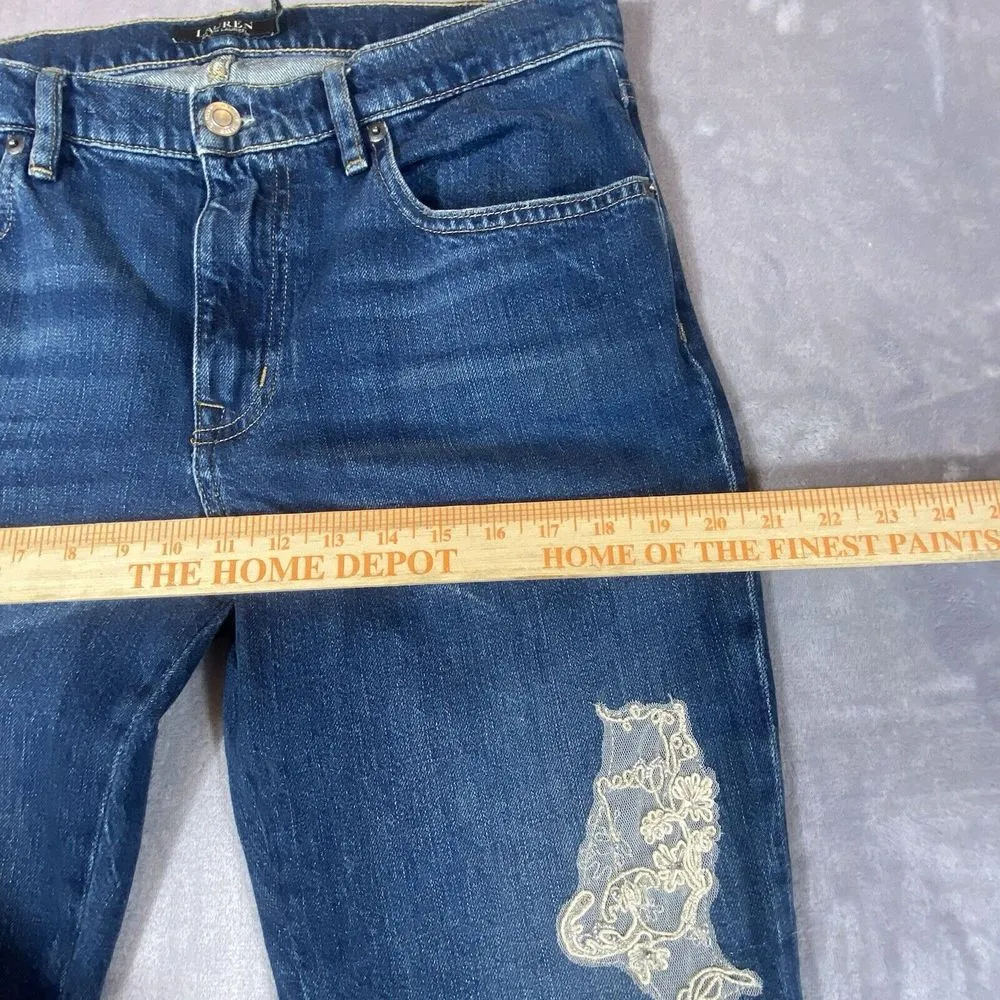 Ralph Lauren Jeans Women 8 Black‎ Label Sequined Rhinestones Beaded Blue Unique - Image 16