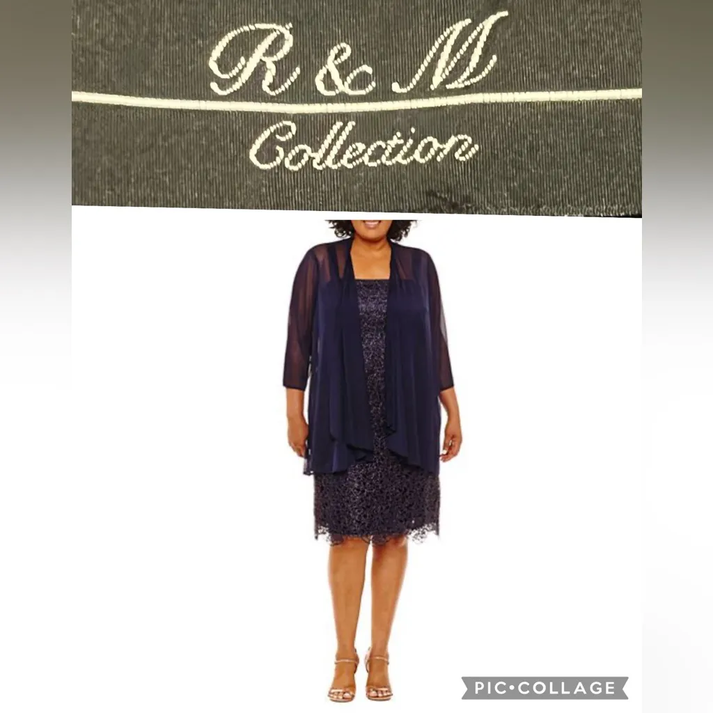 R & M Collection Navy Midi Dress Blue Size 8 - Image 2