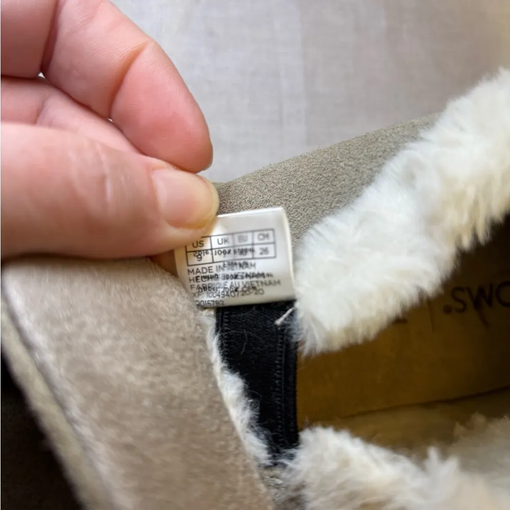 Toms Paxton Fur Trim Gray Tan Suede Leather Slip-on Sneaker Shoes Women’… - Image 9