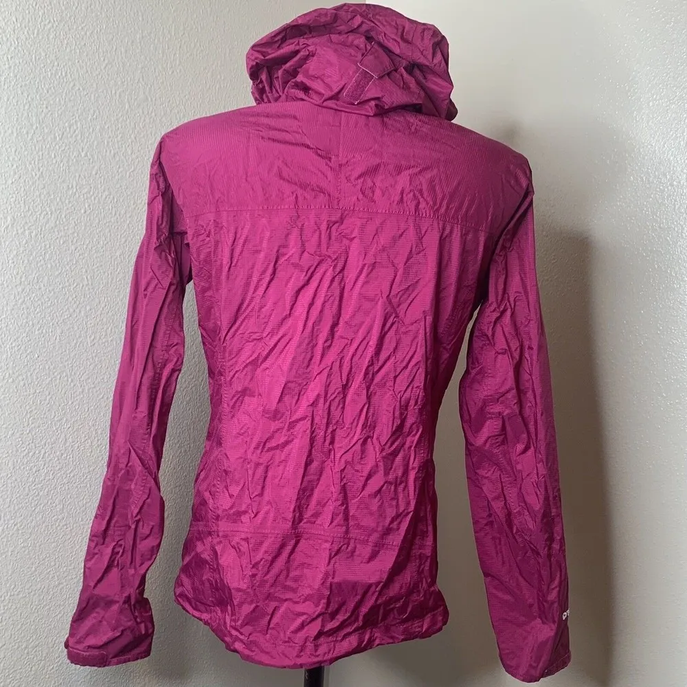 Women Small Pink Nylon Jacket Slick Coat Full Zip Hood Dry Q - Image 6