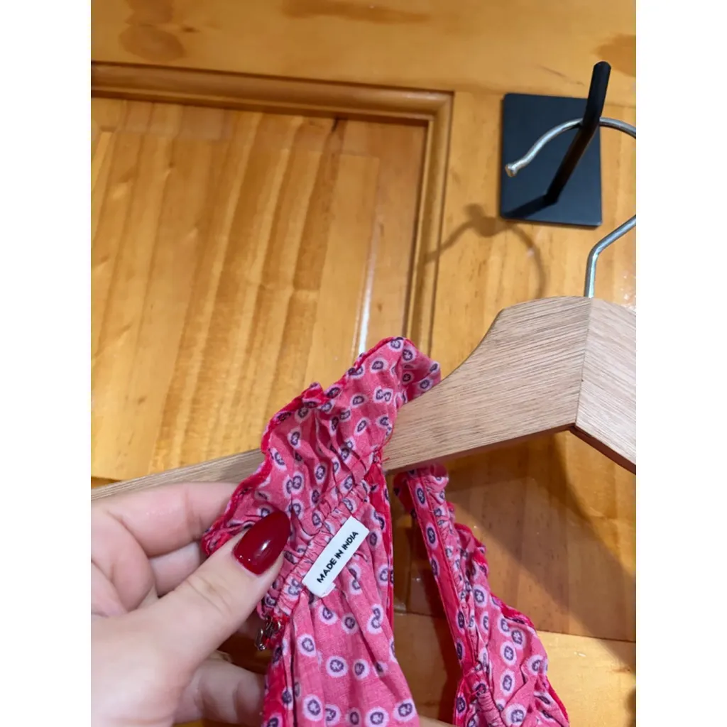 Rhode Julia Tiered Halter Maxi Dress Pink Red Printed 100% Cotton Size L Size L - Image 2