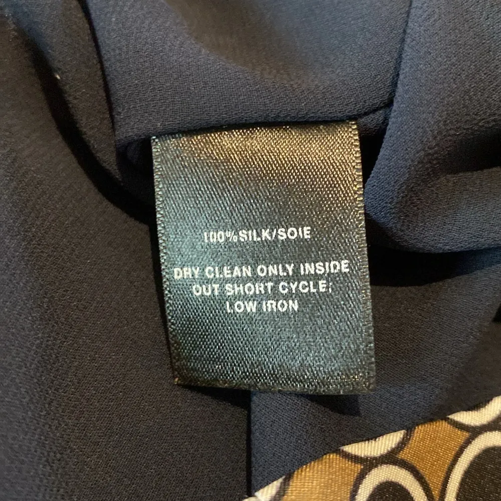 Lafayette 148 New York Silk Geo AOP Collar Scarf S/less Shift Dress Sz SMALL Black - Image 7