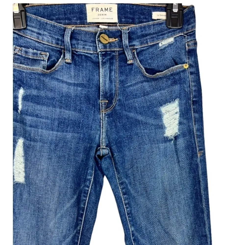Frame‎ Le Skinny de Jeanne Distressed Skinny Jeans Size 24 Denim Casual - Image 8