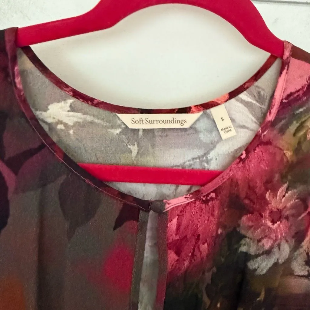 Soft Surroundings Women’s Small Dark Romantic Floral Maxi Boho Dress Flowy - Image 3