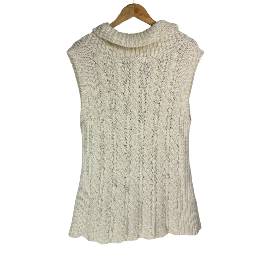 Eddie Bauer  Cable Knit Sweater Vest Cardigan Sz Large Wool Blend Button Front - Image 2