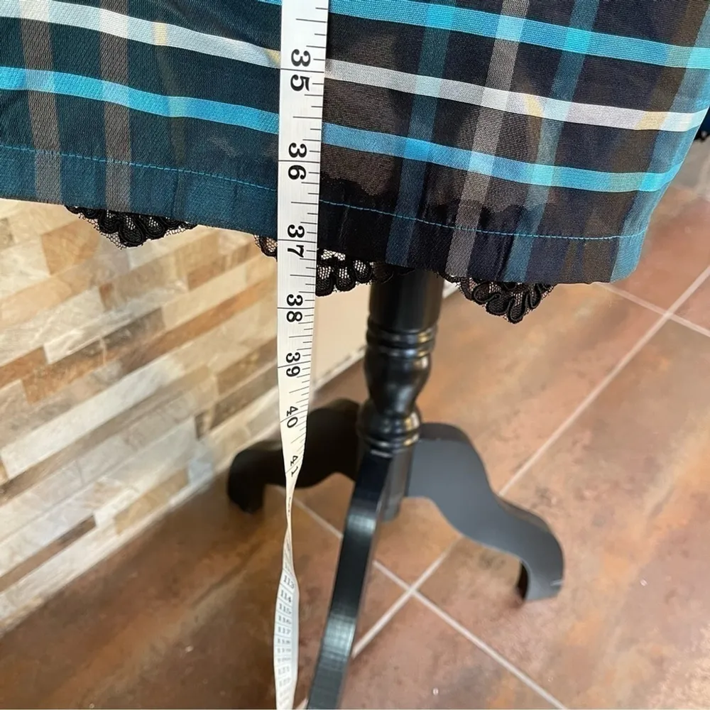 Bill Blass Vintage 90’s Black Blue Cocktail Silk Dress grunge full skirt Sz 12 - Image 12