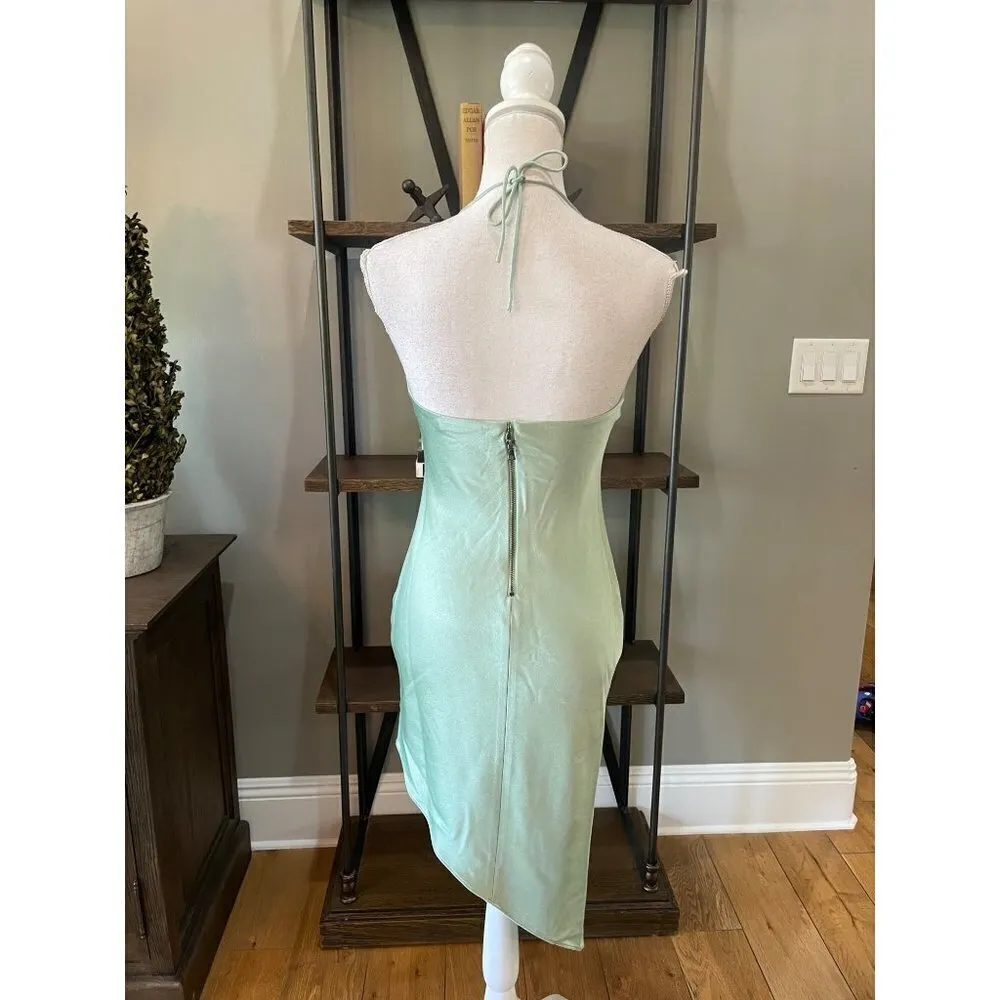 Alice + Olivia Harmony Asymmetrical Midi Dress Green Tea Womens Size 0 - Image 9