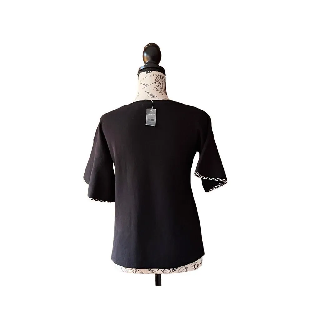 Ann Taylor women tight knit bell sleeve pullover lightweight sweater blouse SP - Image 4