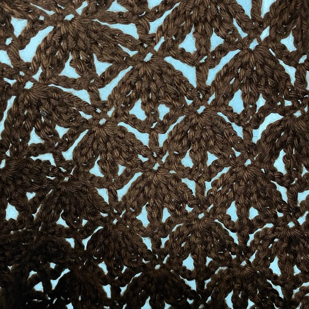 Handmade Chocolate Brown Boho Crochet Bell Sleeve Sweater Size M - Image 6