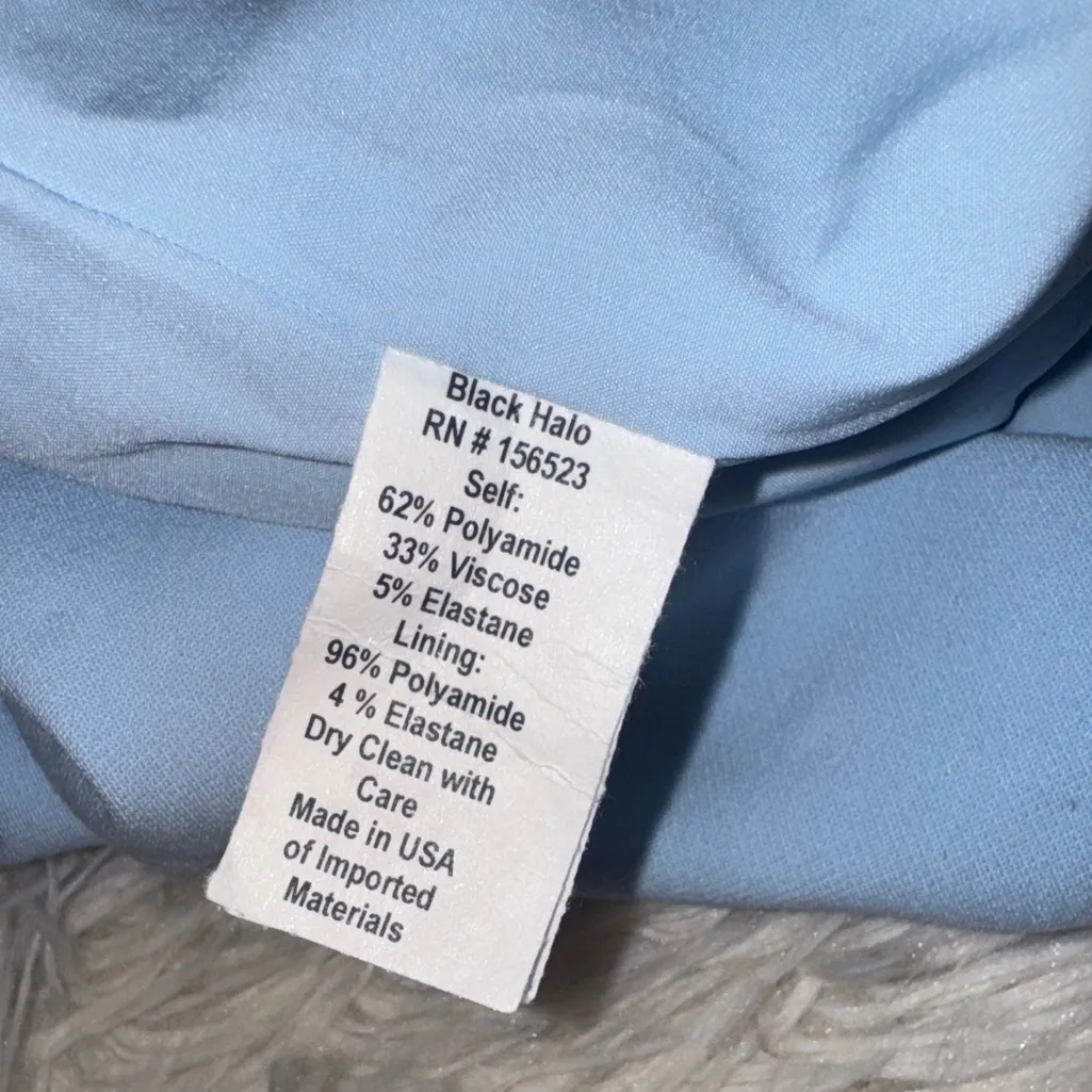 NWOT black Halo Belted Classic Jackie O Midi Dress size 8 light blue - Image 9