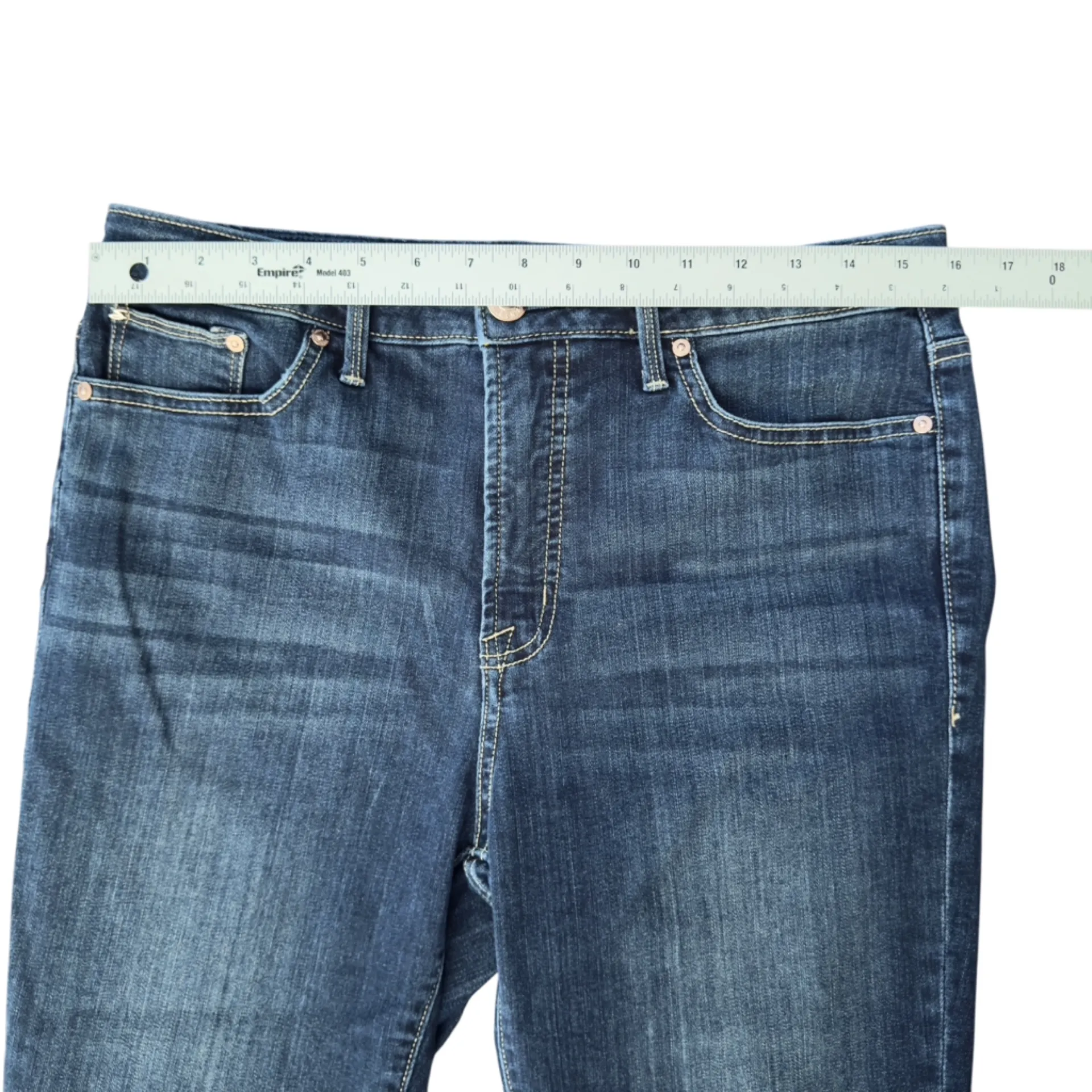 Seven7 Women's High Rise Straight Stretch Hayden Blue Dark Wash Denim Women’s 10 - Image 6