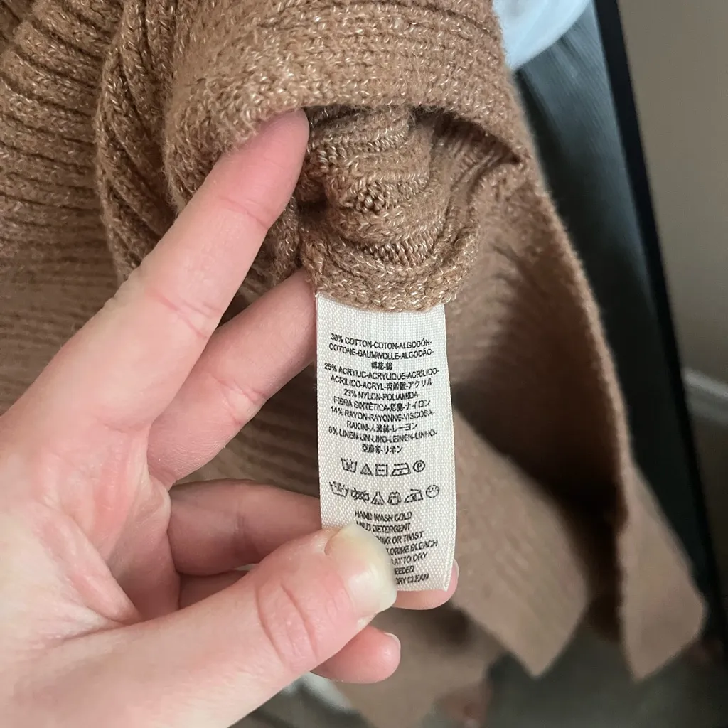 Free People Tan Ribbed Midi Skirt - Image 6