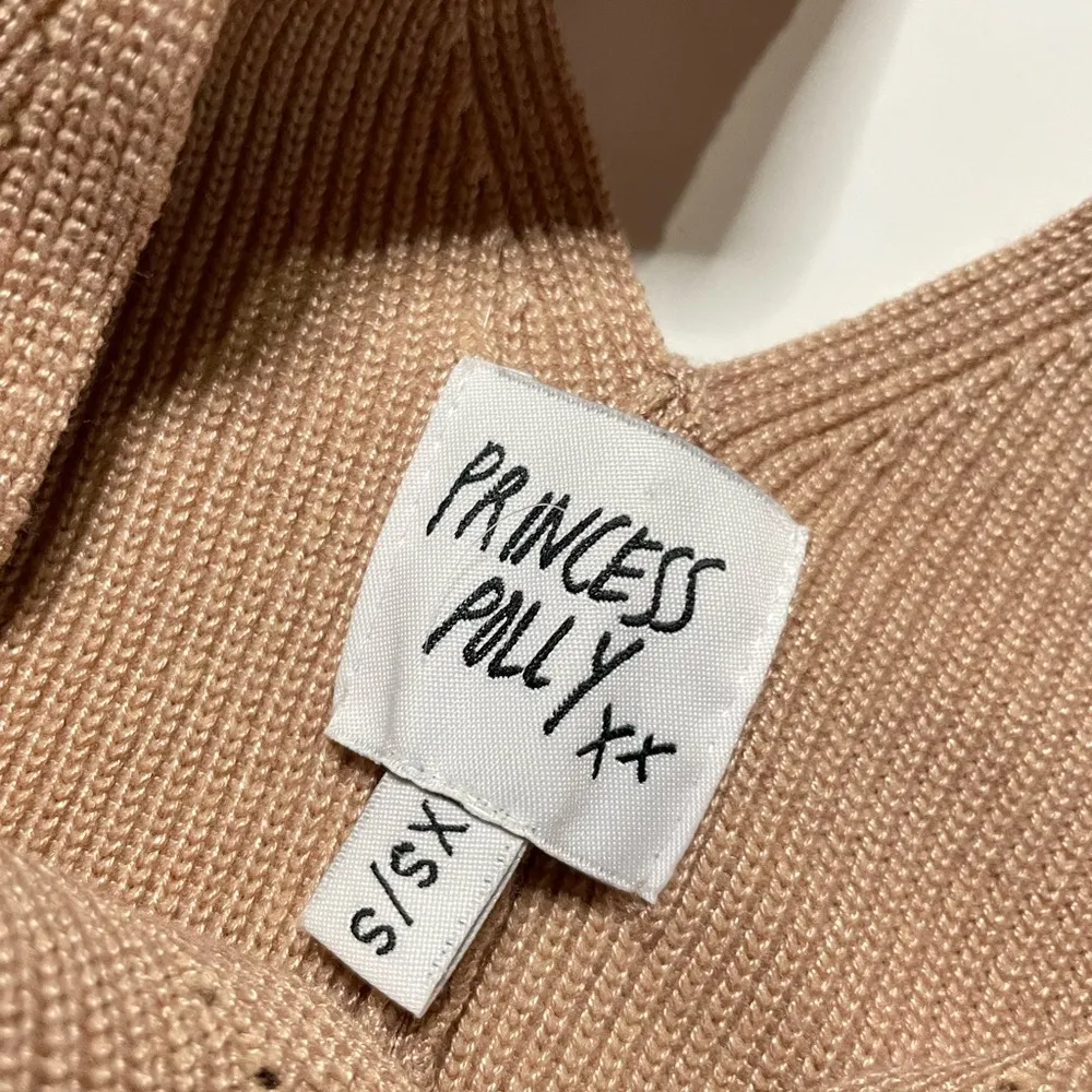 Princess Polly Beige Cropped Ribbed V-Neck Sweater 3/4 Sleeve Size XS/S A10 - Image 6