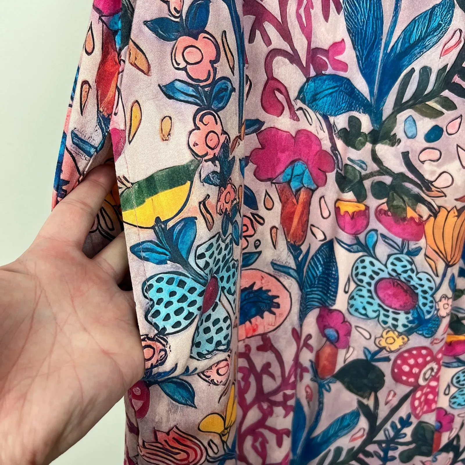 Natural Life Jumpsuit XL Pink Floral Wide Leg Boho Feminine Colorful Hippie - Image 3