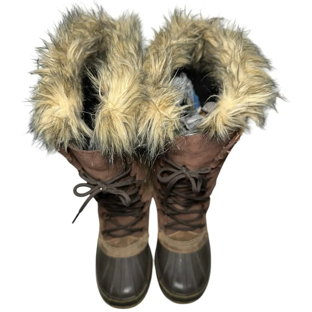 Sorel Women’s 9 Brown Tan Cate the Great Waterproof Tall Fur Snow Winter Boots - Image 3