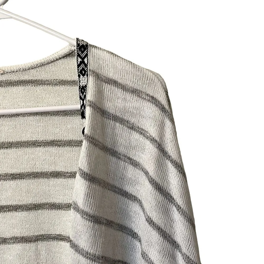 Le Lis one size black and gray striped poncho cardigan sweater comfortable knit - Image 2