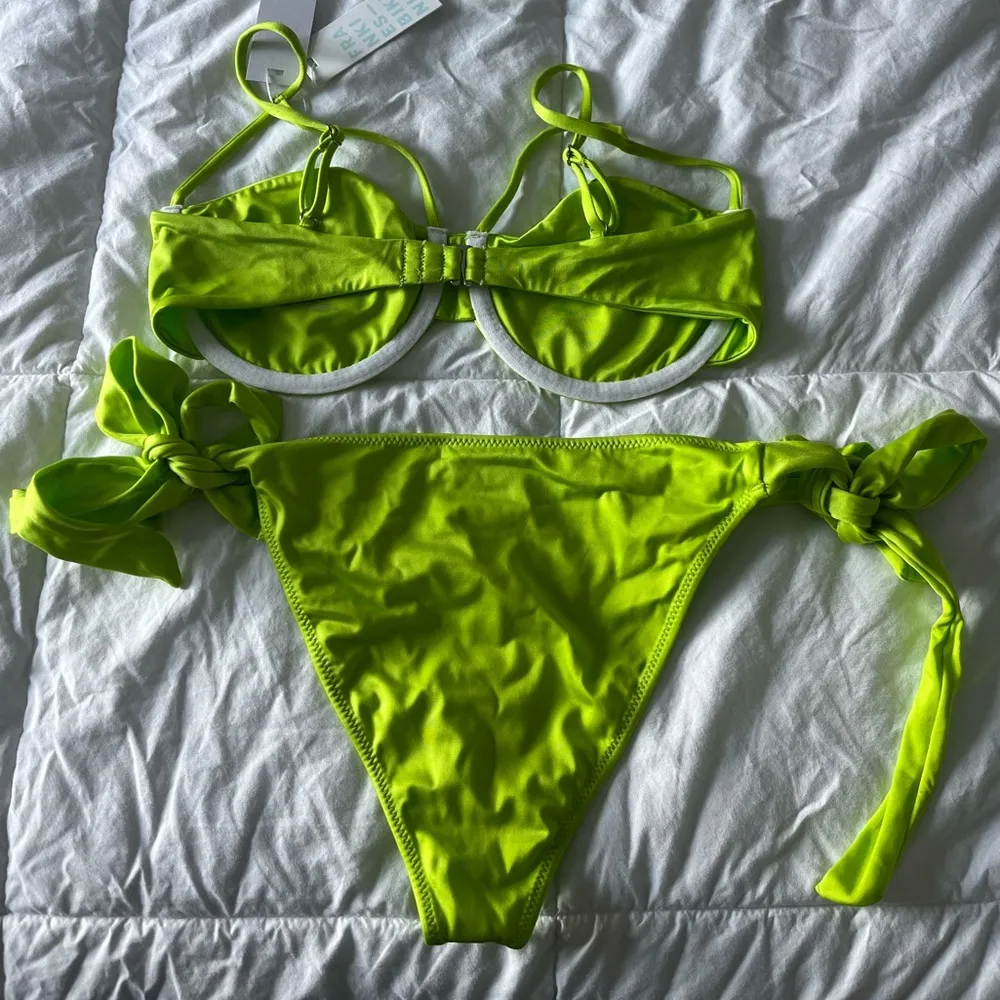 Frankie’s Bikinis Neon Green/Slime Hazel Underwire Bikini Top And Tie Up Bottoms - Image 6