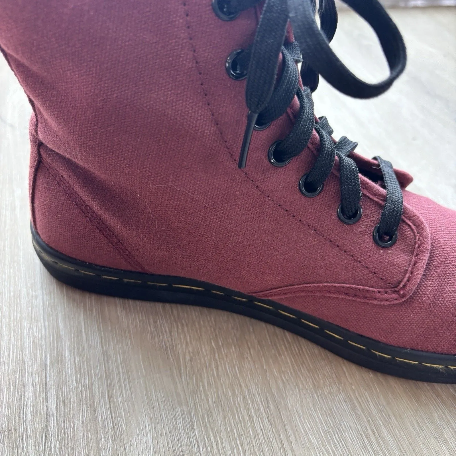 Dr. Martens Canvas Shoreditch Combat Sneakers Maroon US 8 EU 39 UK 6 AirWair EUC - Image 12