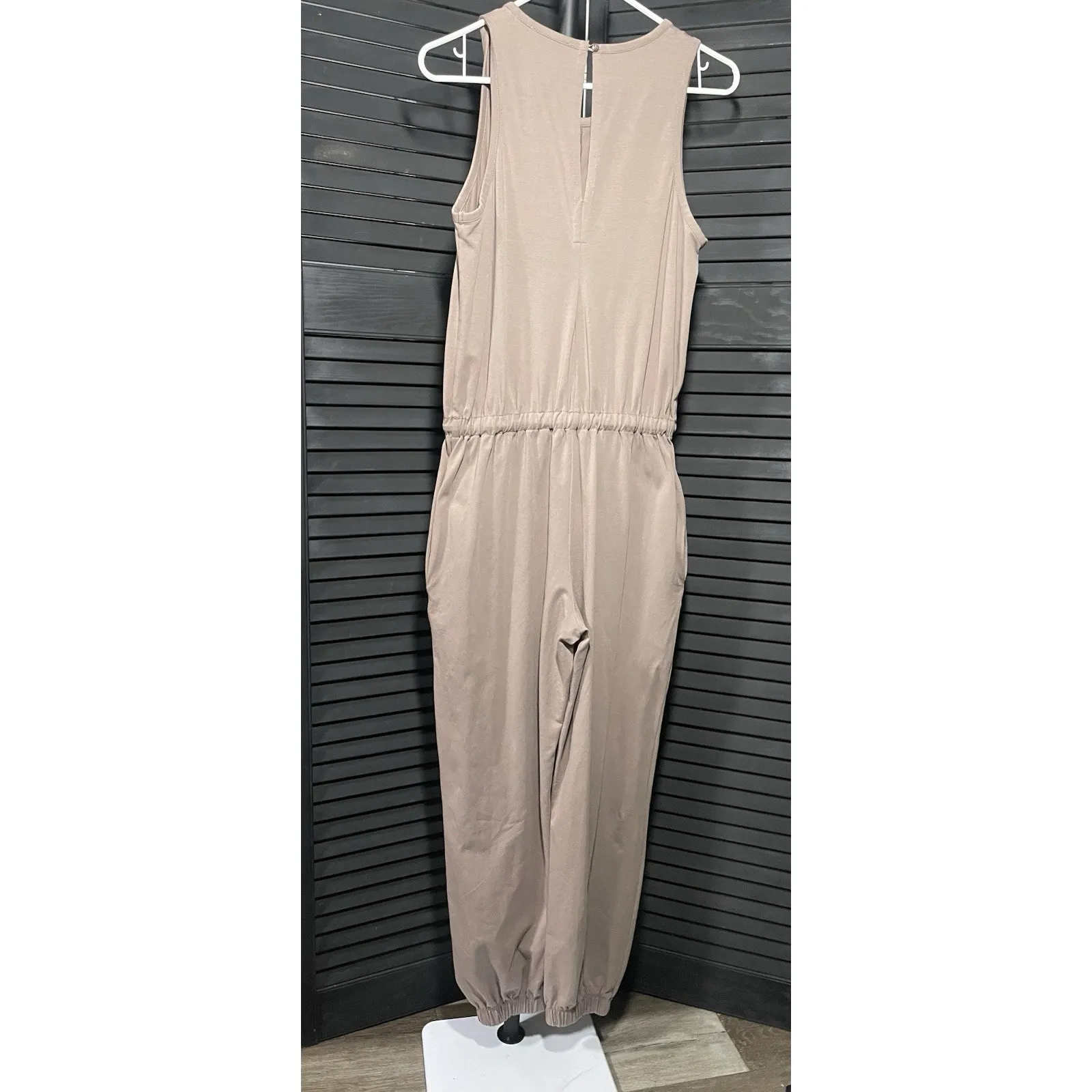 "Effortlessly Chic Beige/Tan Jumpsuit Romper Tan - Image 3