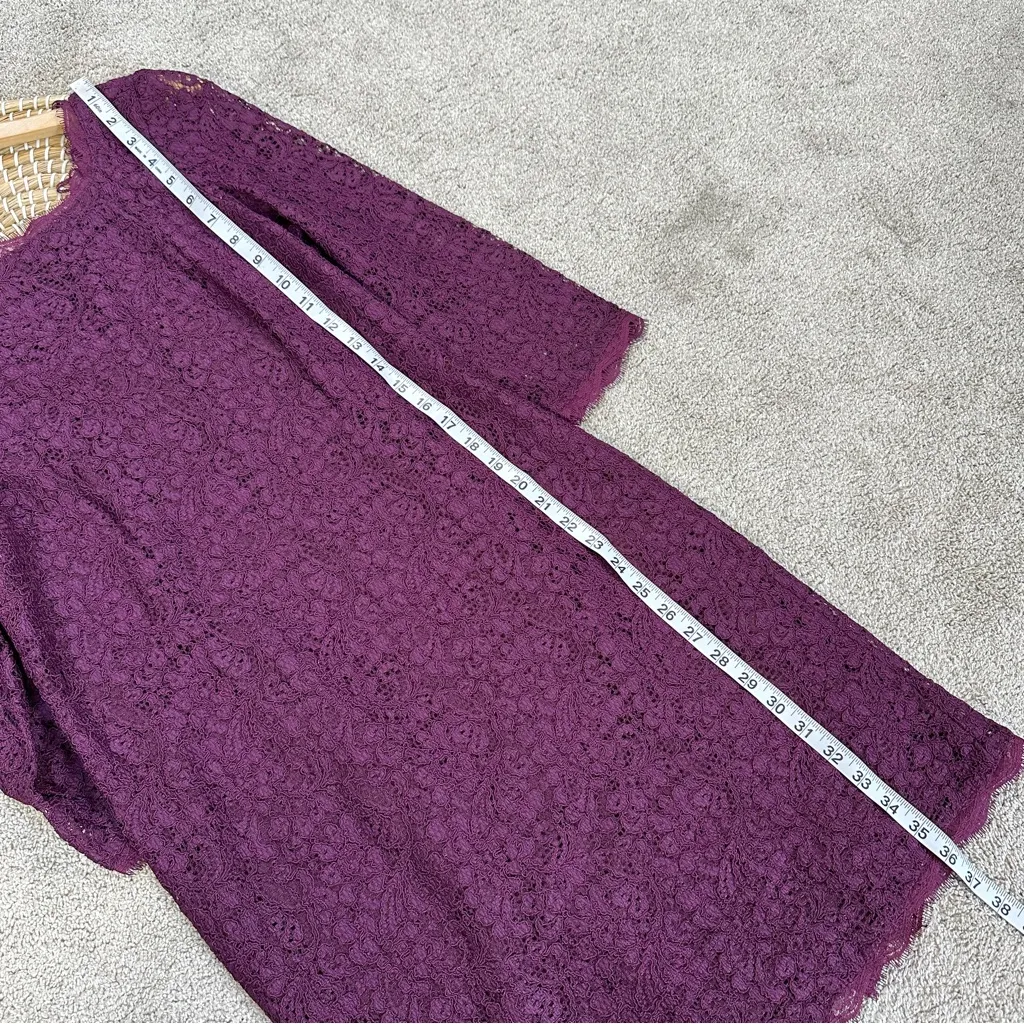 Adrianna Papell Women’s 3/4 Sleeve Lace Sheath Dress Full Back Zip in Purple 12 - Image 15