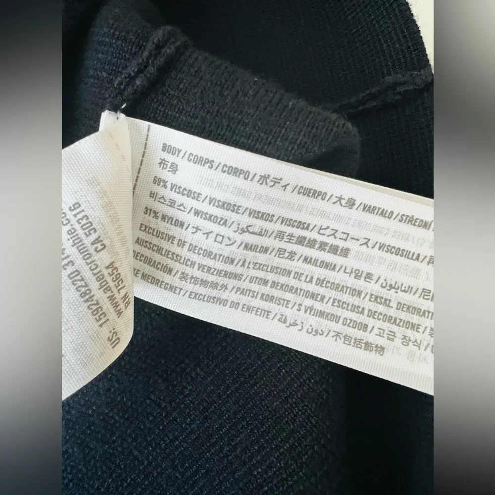 Abercrombie & Fitch black Long Sleeve Half Zip Mini Sweater Dress square neck MT - Image 4