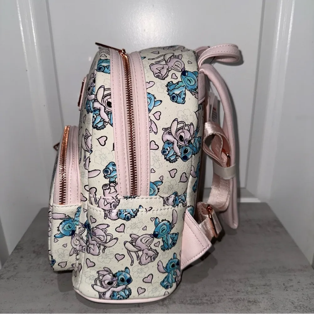 Disney Parks Loungefly Valentines Stitch & Angel Hearts Backpack - Image 4
