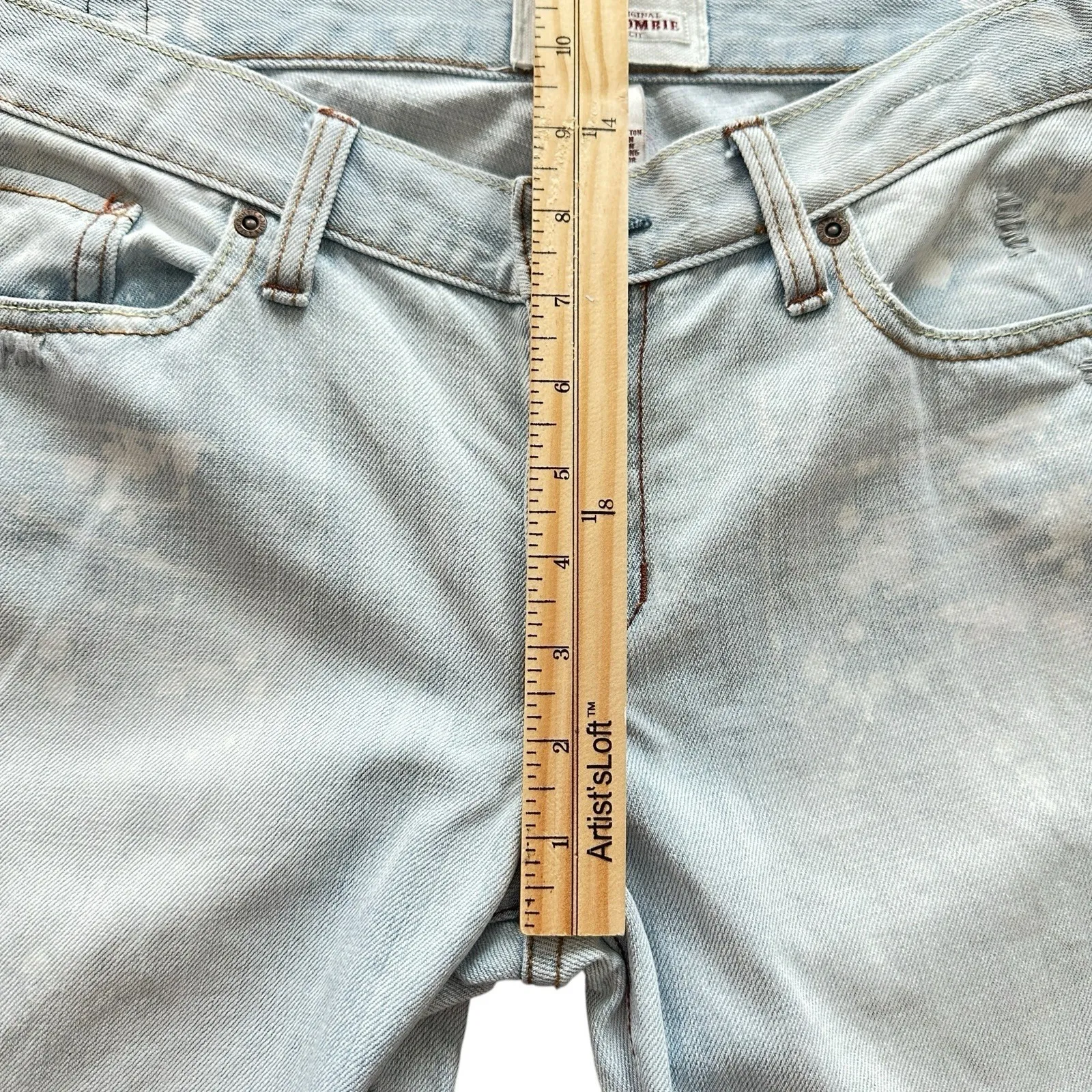 VTG Abercrombie & Fitch Flare Jeans 8 Light Wash Distressed‎ Paint Splatter Y2K - Image 14