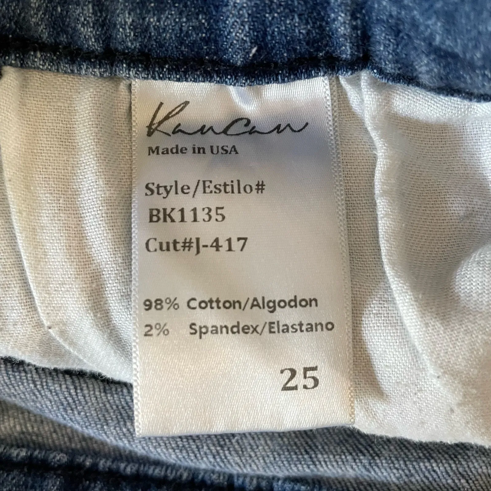 KanCan Midrise Stretch Short 25 Medium Wash Denim Distressed Raw Hem Casual Blue - Image 5