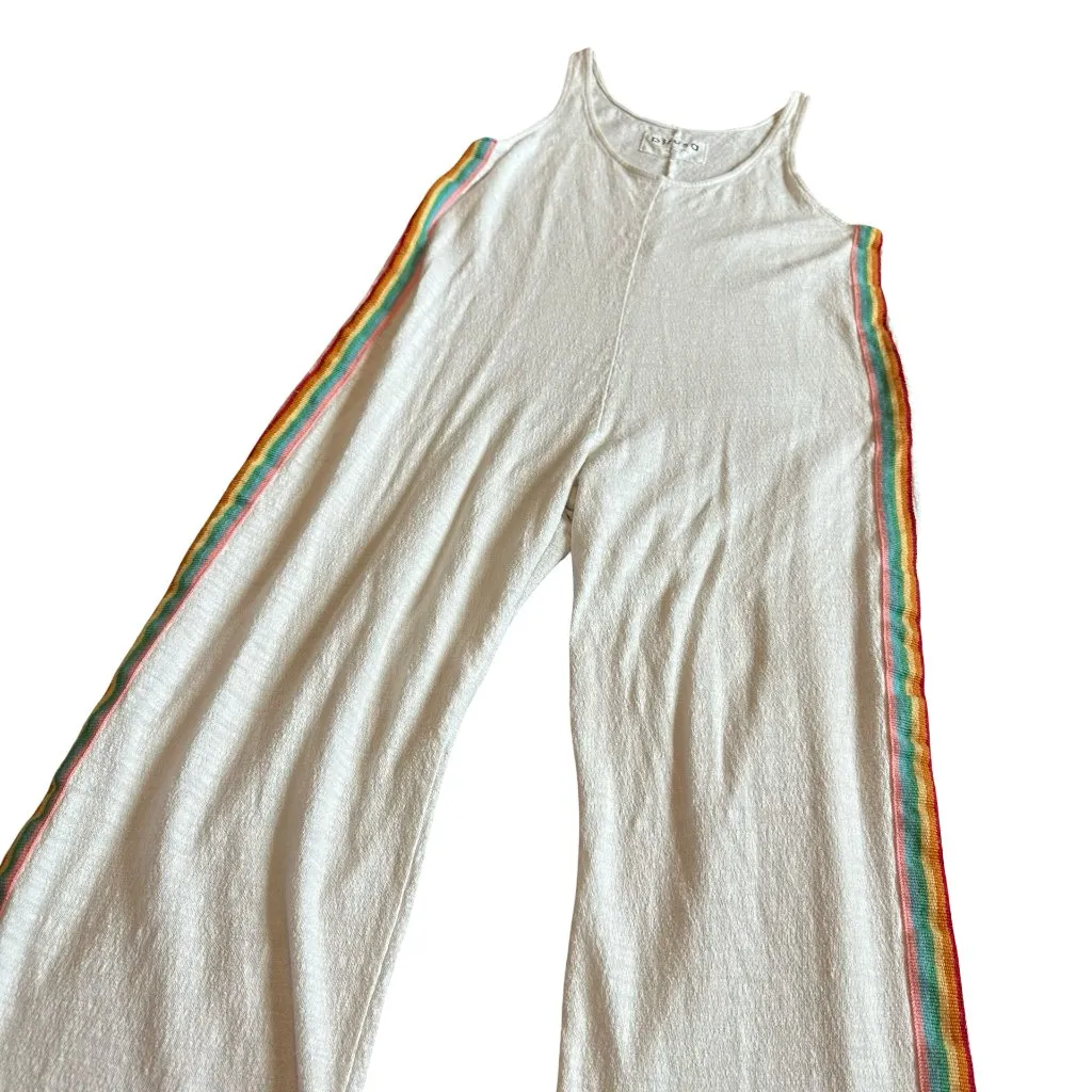 Pitusa Slub Knit Jumpsuit White Sleeveless V - Image 7