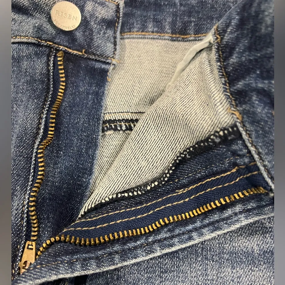 Risen  Blue Denim Mini Skirt Frayed Hem Size 2x - Image 7