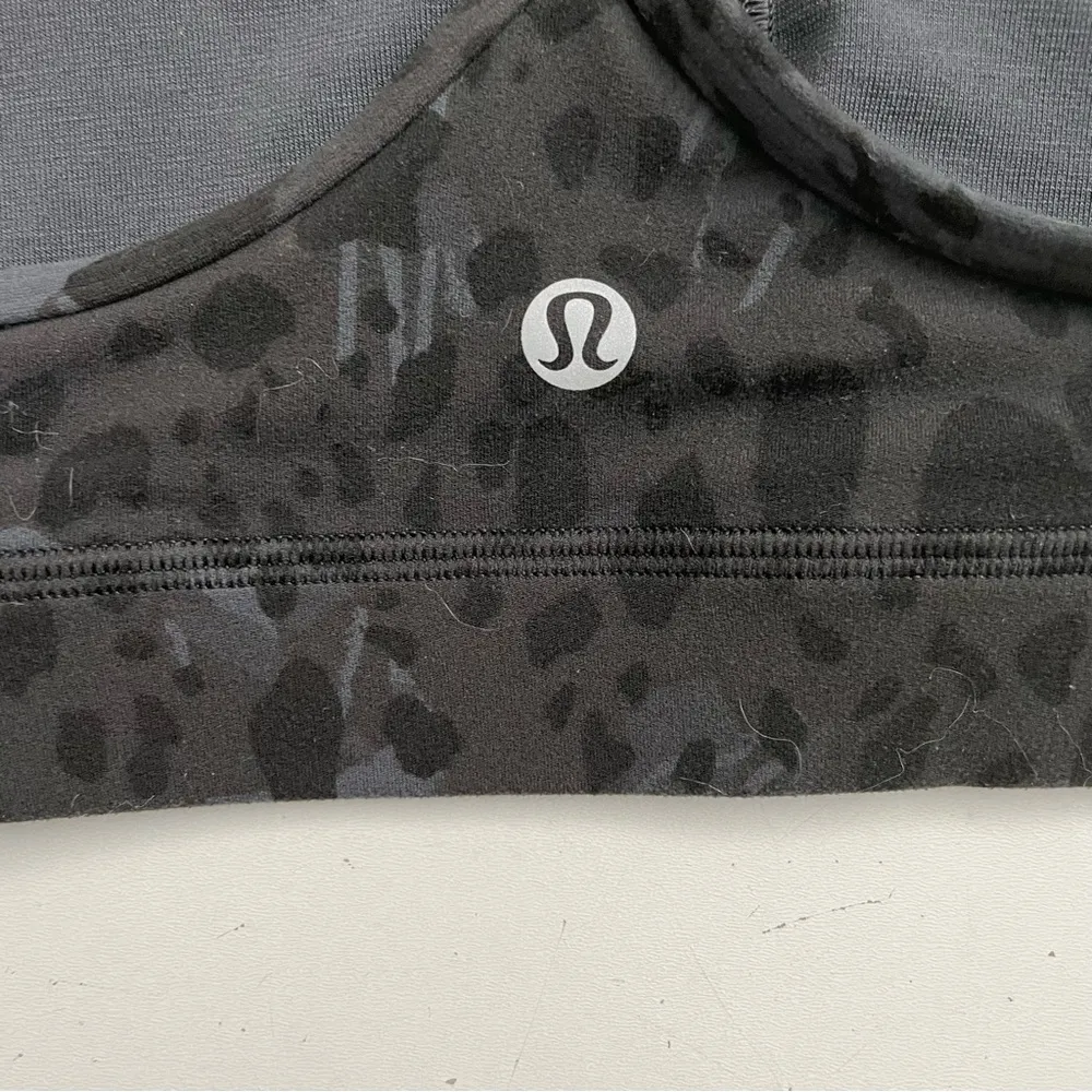 Sports Bra Flow Y Nulu Light Support Racerback Cheetah Camo Black Grey - Image 4