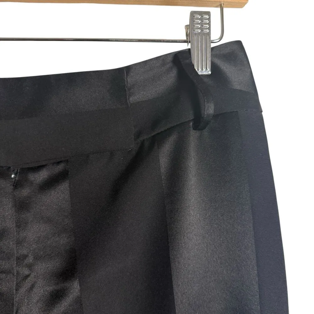 Grace Dane Lewis Black Satin Striped Wide Leg Trouser Dress Pants Size 8 - Image 3