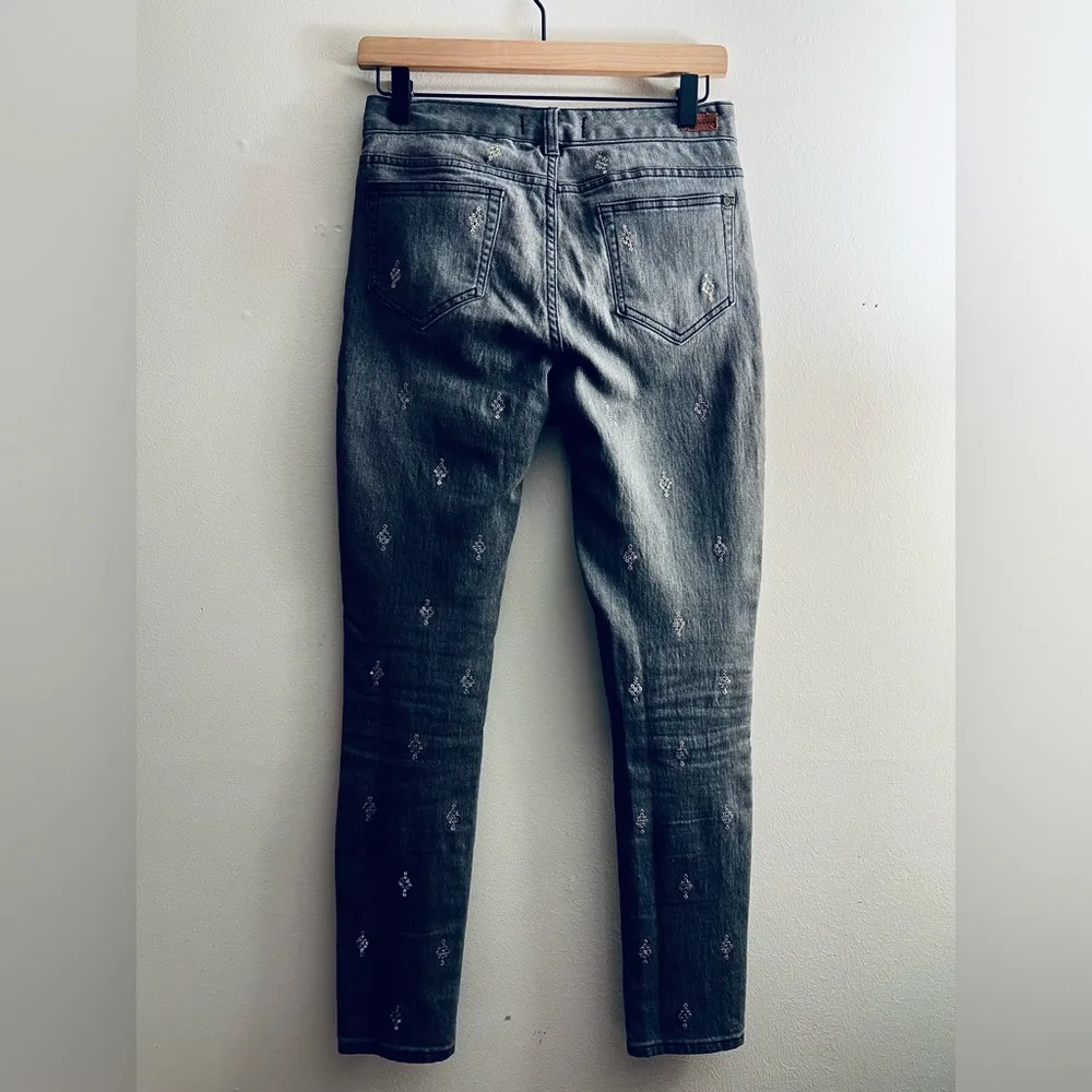 SUNDANCE Women Gray Sequined Primrose Party Fit Skinny Jeans 26 - Image 4