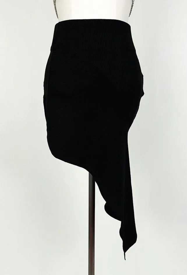 NWOT H&M Innovation Co-Exist Story Asymmetric Rib-Knit Skirt in Black | Size S - Image 6