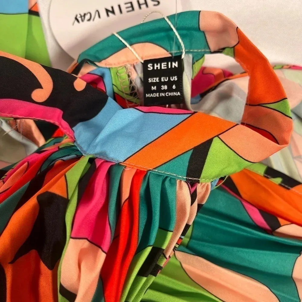 SHEIN VCAY Allover Print Tie Back Halter Dress - Image 6