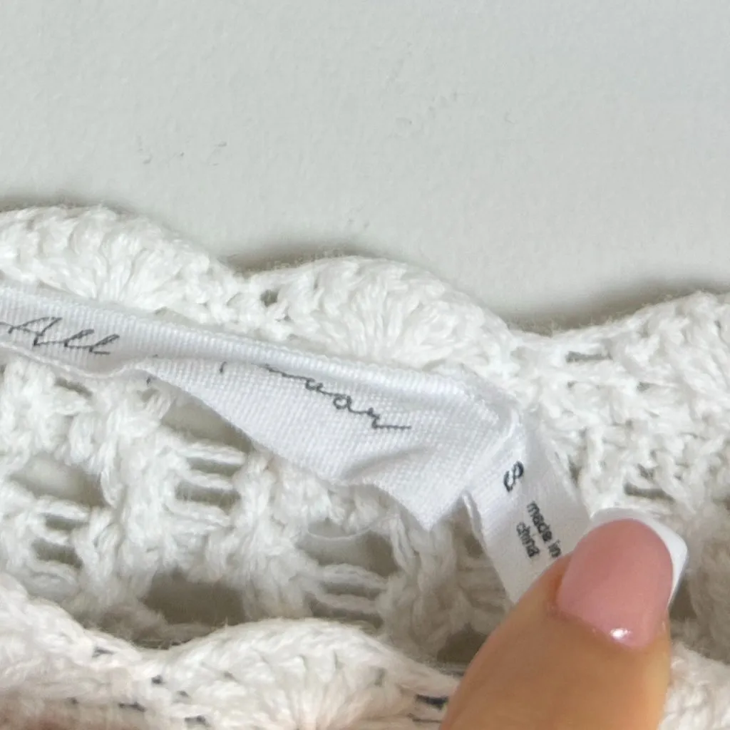 ALL IN FAVOR Open Stitch Cotton Sweater in White Size Small - Image 3