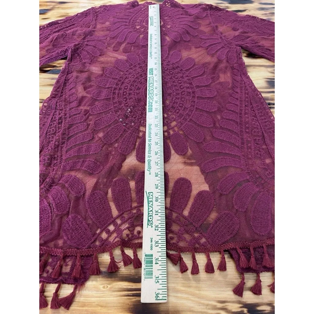 Everleigh Size M Burgundy Red Lace‎ Open Front Duster Bohemian Peasant Formal Size M - Image 7