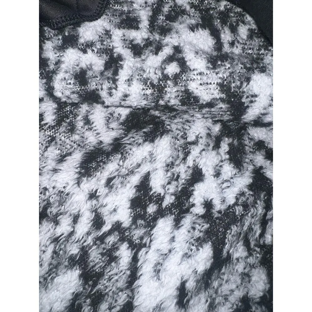 Athleta Hoodie Womens Small Black Fuzzy Furry Pullover Sweater Relaxed Sherpa - Image 4