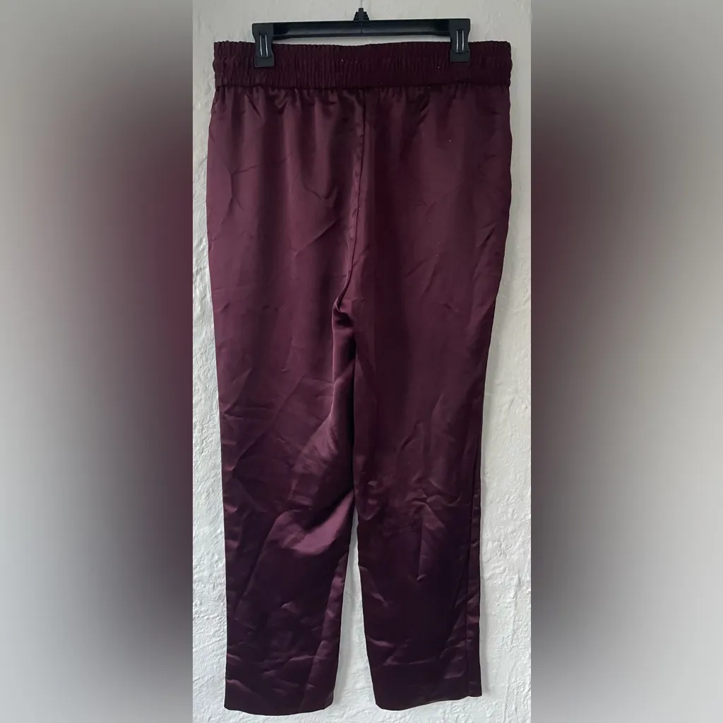 Autograph burgundy silly straight leg ankle pants, pockets, elastic waist; 14 Red - Image 2