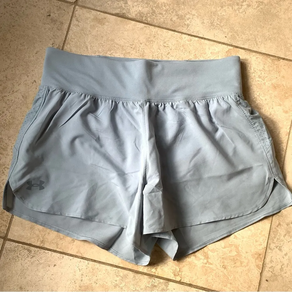 NWT Under Armour Gray Grey Up the Pace Short Shorts Medium M Running Track - Image 2