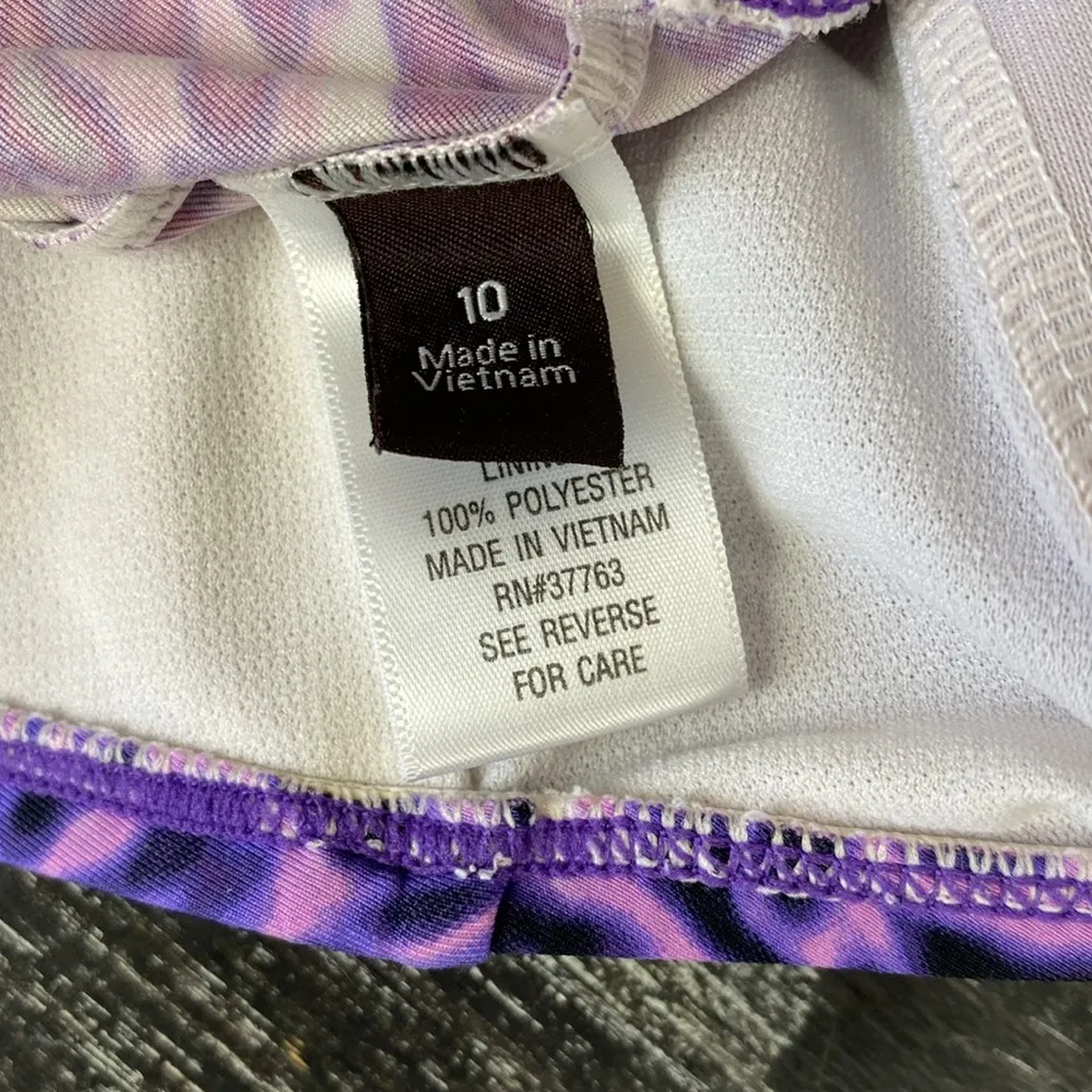 Dana Buchman Purple & Black Animal Print Halter Tankini Swim Bathing Suit Top 10 - Image 6