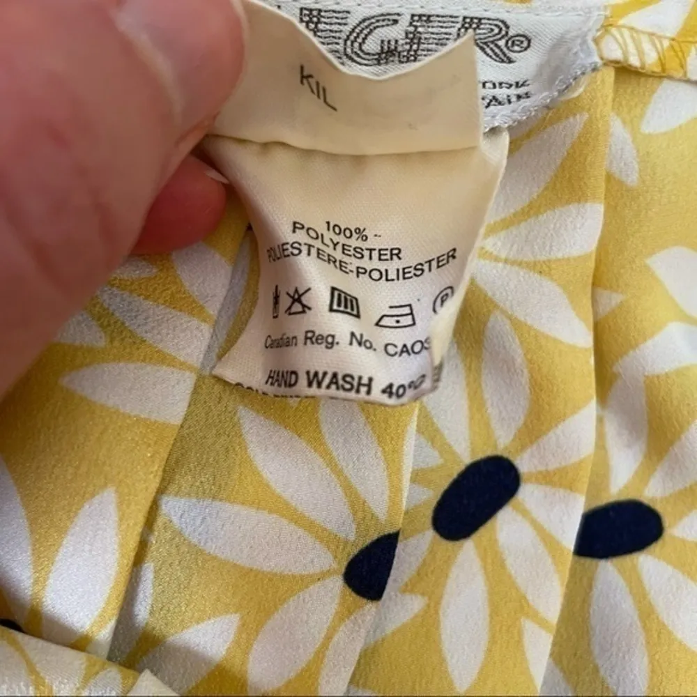 Vintage  London Yellow Floral 2-Piece Blouson Midi Dress - Image 10