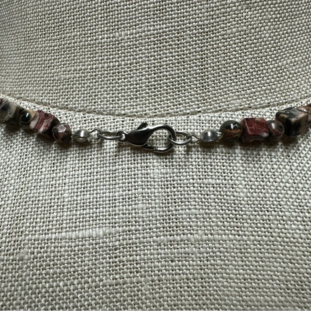 Triangular Stone Necklace in Pink and Brown - Image 3