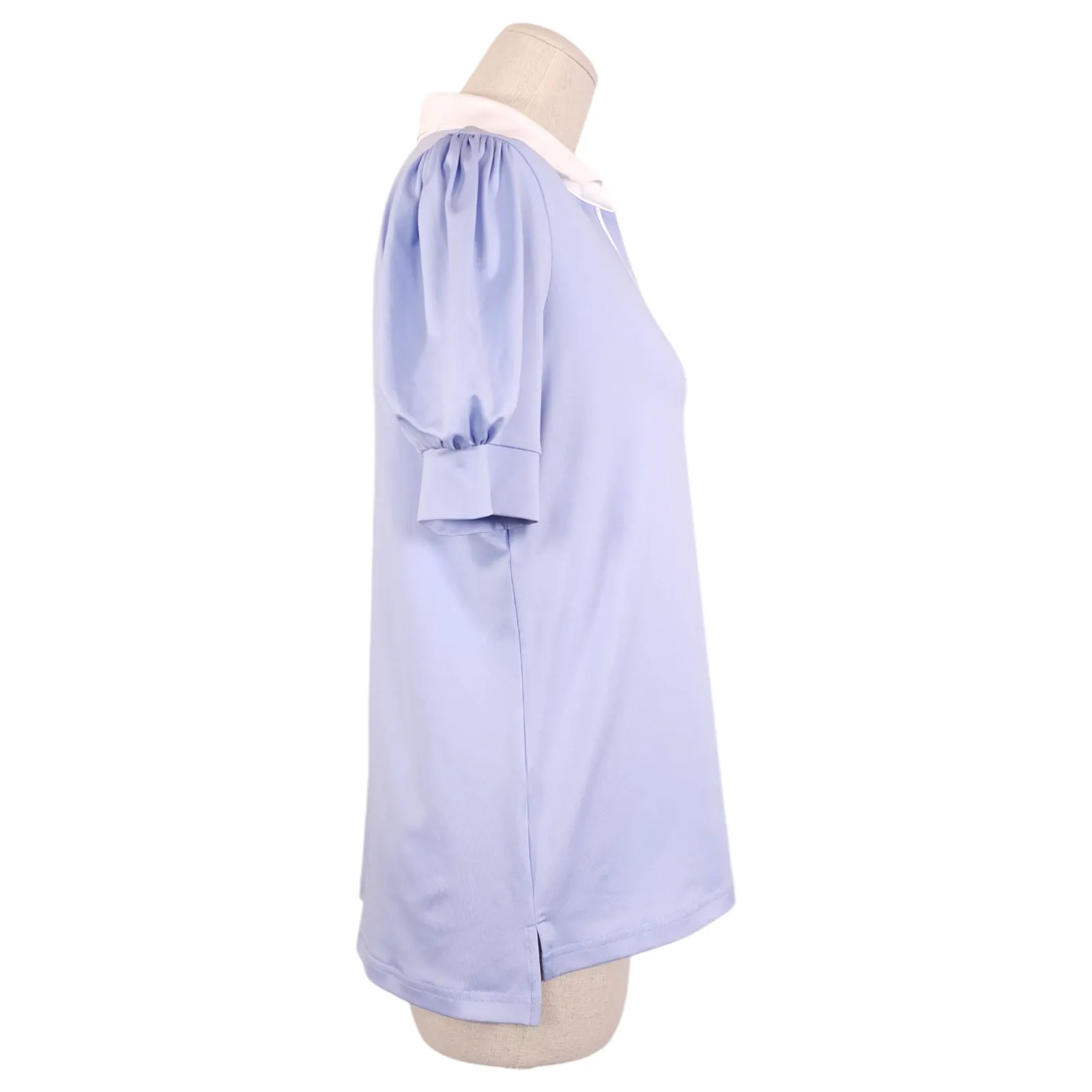 Tuckernuck Caroline Puff Sleeve Performance Jersey Polo Light Blue Small - Image 4