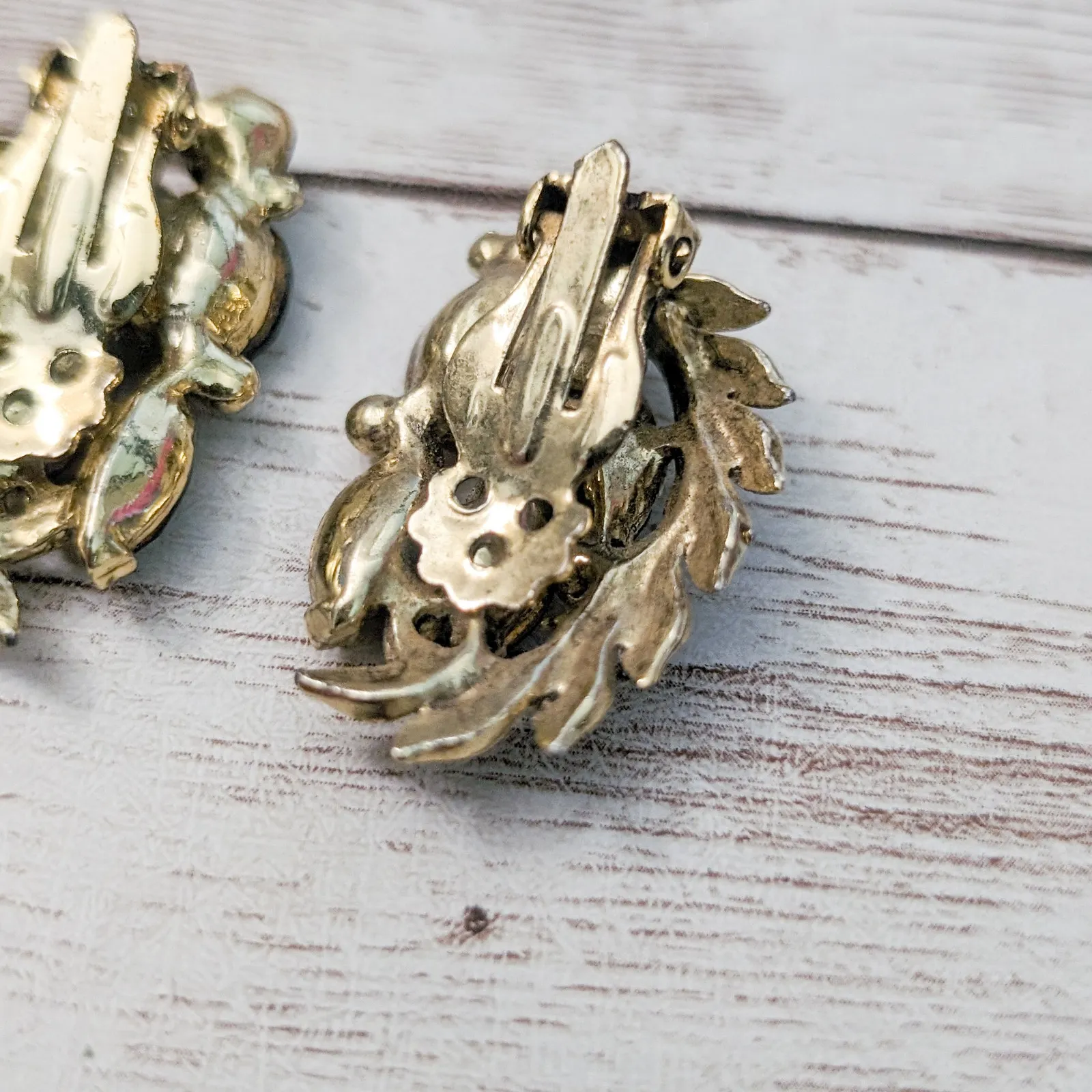 Vintage Clip On Earrings Large Statement with Purple Gems - Image 9